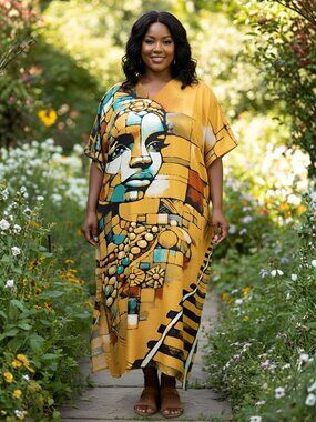 Summer Kaftan Dress Plus Size Cover Up Maxi Dresses Loose Beach Moo Moos Gown